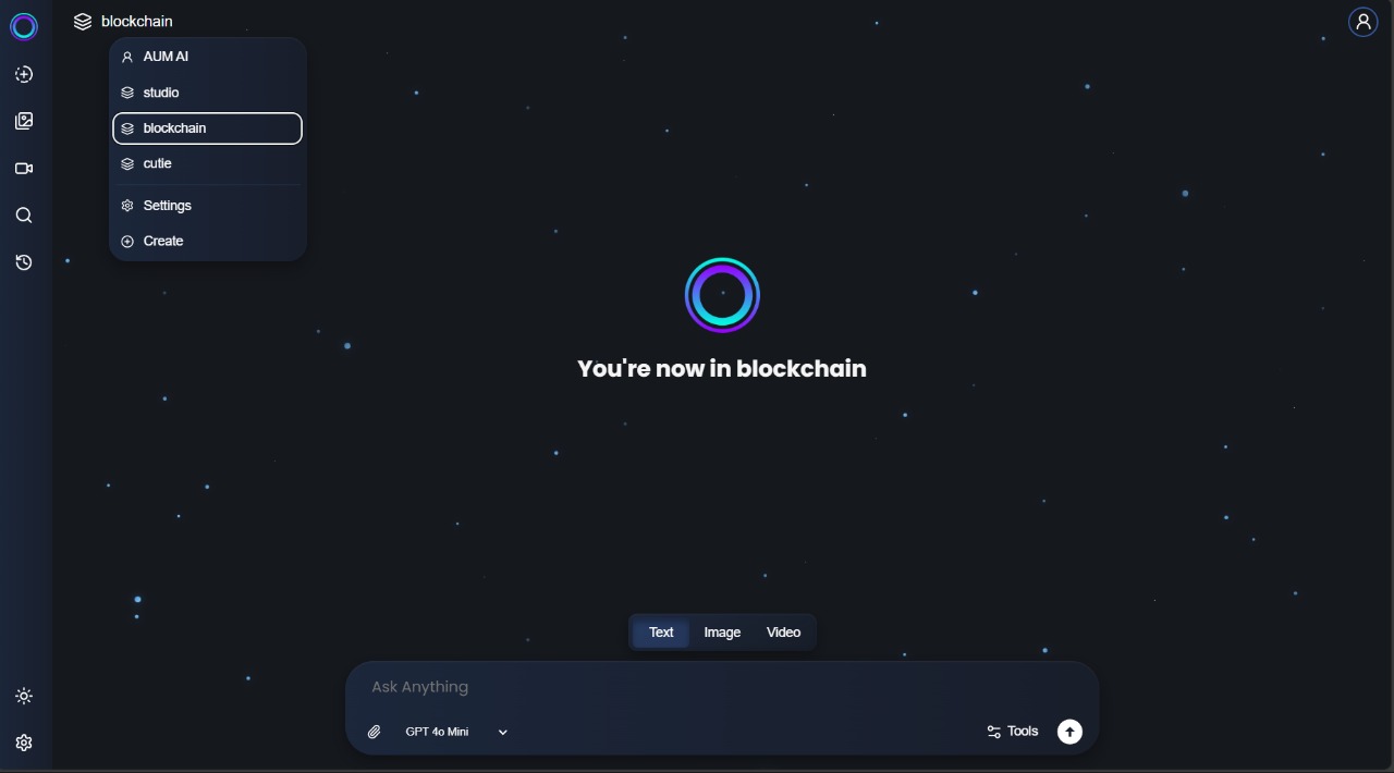 AI project workspace interface