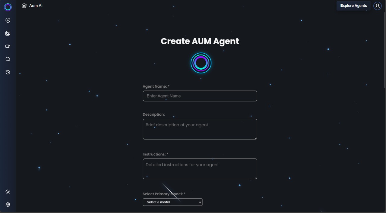 AI agent creation interface